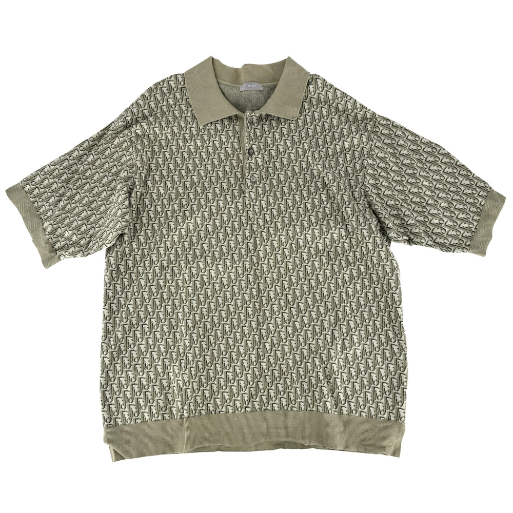 Dior ディオール ポロシャツ オブリーク ジャガード 半袖 トップス アパレル 服 XL グリーン 緑 春 夏 秋 コットン メンズ【中古品】