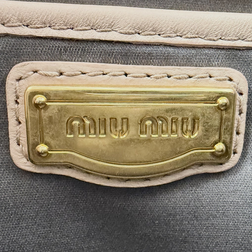 MIUMIU ミュウミュウ 2WAY マテラッセ ハンドバッグ ショルダーバッグ RN0473 レザー ピンクベージュ ゴールド金具 レディース【中古品】