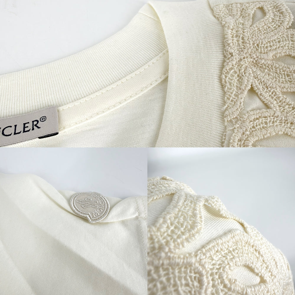 MONCLER モンクレール 半袖Ｔシャツ ロゴ MAGLIA MANICHE CORTE アパレル 服 M アイボリー 春 夏 コットン レディース【中古品】