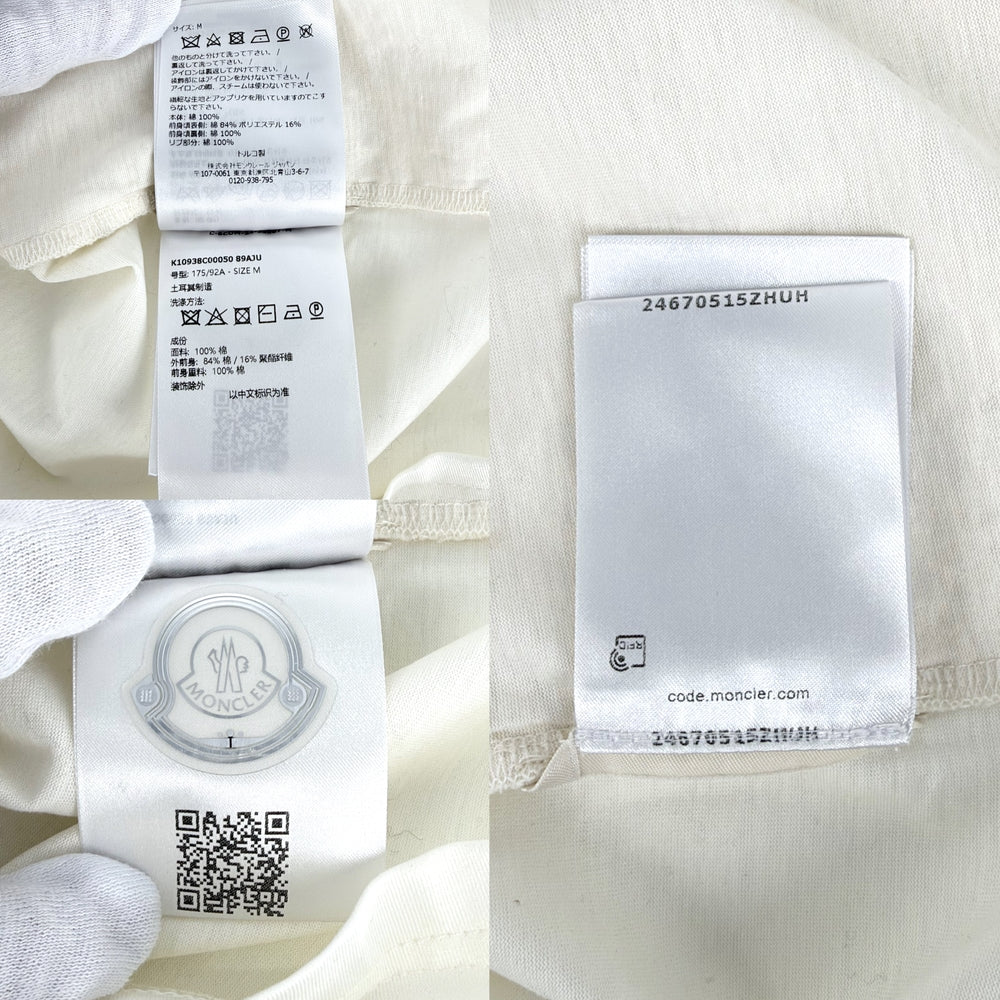 MONCLER モンクレール 半袖Ｔシャツ ロゴ MAGLIA MANICHE CORTE アパレル 服 M アイボリー 春 夏 コットン レディース【中古品】
