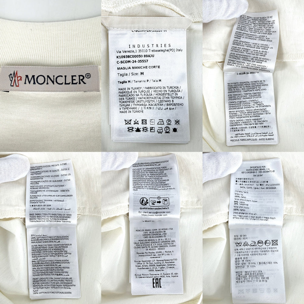 MONCLER モンクレール 半袖Ｔシャツ ロゴ MAGLIA MANICHE CORTE アパレル 服 M アイボリー 春 夏 コットン レディース【中古品】