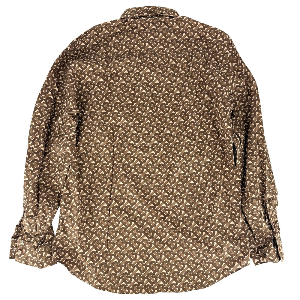 BURBERRY バーバリー 長袖シャツ モノグラム プリントシャツ L 8018277 ブラウン 茶 オールシーズン コットン【中古品】