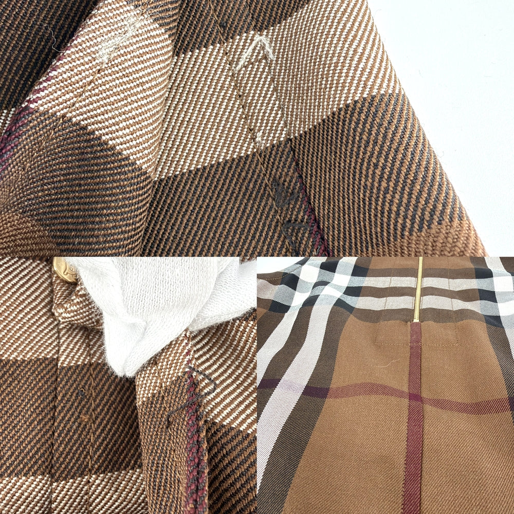 BURBERRY バーバリー ワンピース チェック ノースリーブ ハーフジップ アパレル 服 36 8058661 ブラウン 茶 ゴールド金具 春 夏 秋 ウール コットン レディース【中古品】