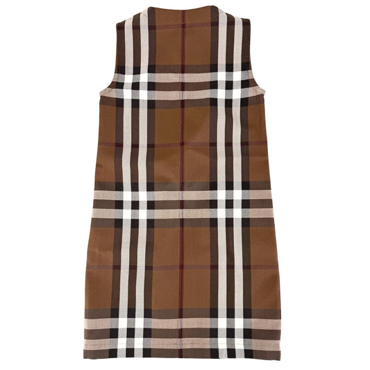 BURBERRY バーバリー ワンピース チェック ノースリーブ ハーフジップ アパレル 服 36 8058661 ブラウン 茶 ゴールド金具 春 夏 秋 ウール コットン レディース【中古品】