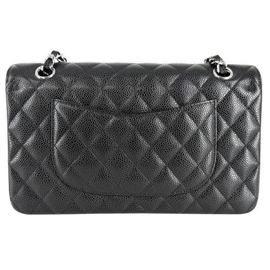 CHANEL シャネル ショルダーバッグ マトラッセ25 ダブルチェーン ダブルフラップ ココマーク ターンロック キャビアスキン ブラック 黒 シルバー金具 レディース【中古品】