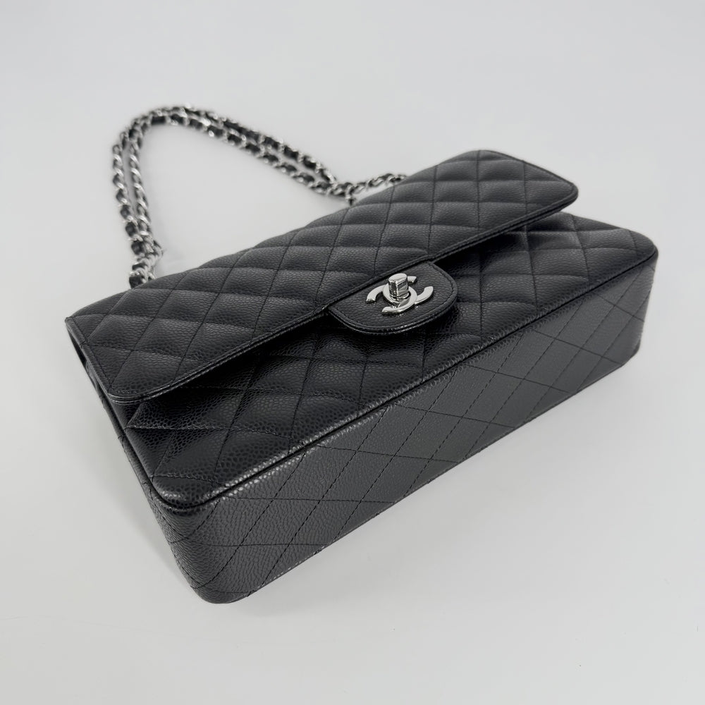 CHANEL シャネル ショルダーバッグ マトラッセ25 ダブルチェーン ダブルフラップ ココマーク ターンロック キャビアスキン ブラック 黒 シルバー金具 レディース【中古品】