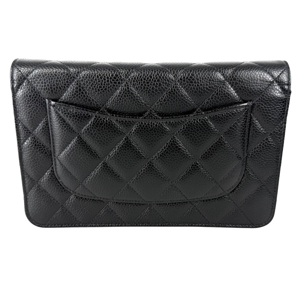 CHANEL シャネル チェーンウォレット マトラッセ ショルダーバッグ ココマーク 財布 キャビアスキン ブラック 黒 ゴールド金具 レディース【中古品】