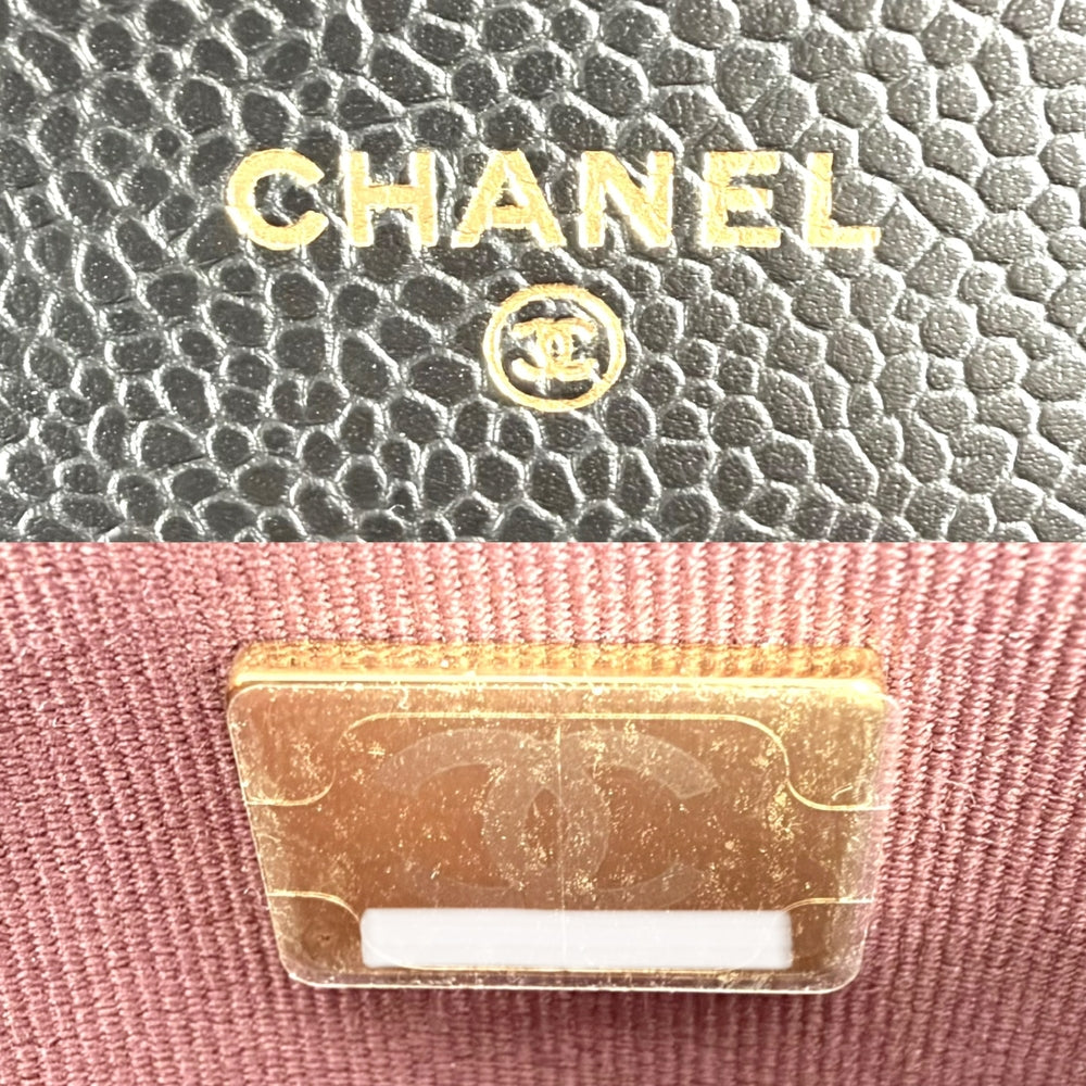 CHANEL シャネル チェーンウォレット マトラッセ ショルダーバッグ ココマーク 財布 キャビアスキン ブラック 黒 ゴールド金具 レディース【中古品】