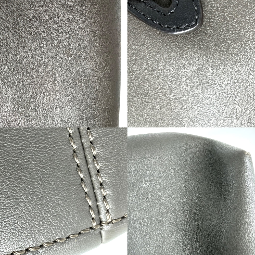 FENDI フェンディ 2WAY バイザウェイ ミディアム ハンドバッグ ショルダーバッグ 8BL146 レザー グレー系 シルバー金具 レディース【中古品】