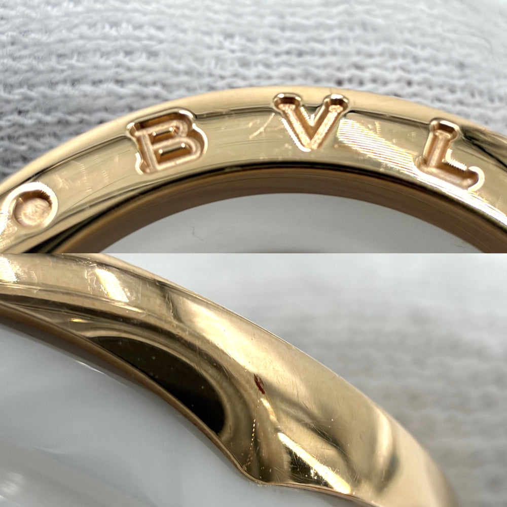 BVLGARI ブルガリ 指輪 ビーゼロワンリング B-ZERO1 18金PG 4バンド 55サイズ K18ピンクゴールド セラミック 約13.5号 ホワイト 白 ゴールド ユニセックス 約10.9g【中古品】