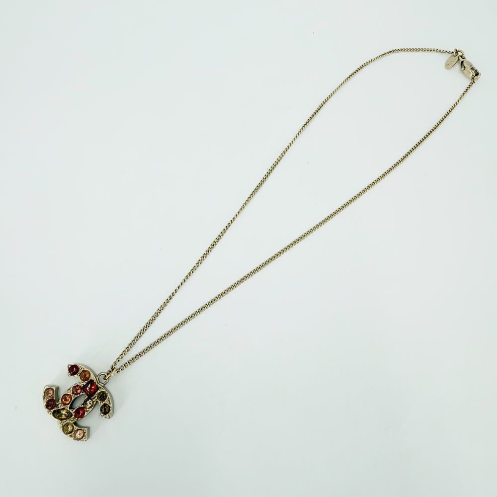 CHANEL シャネル ネックレス ココマーク ヴィンテージ アクセサリー GP ラインストーン 07A レディース 約8.1g 2007年【中古品】
