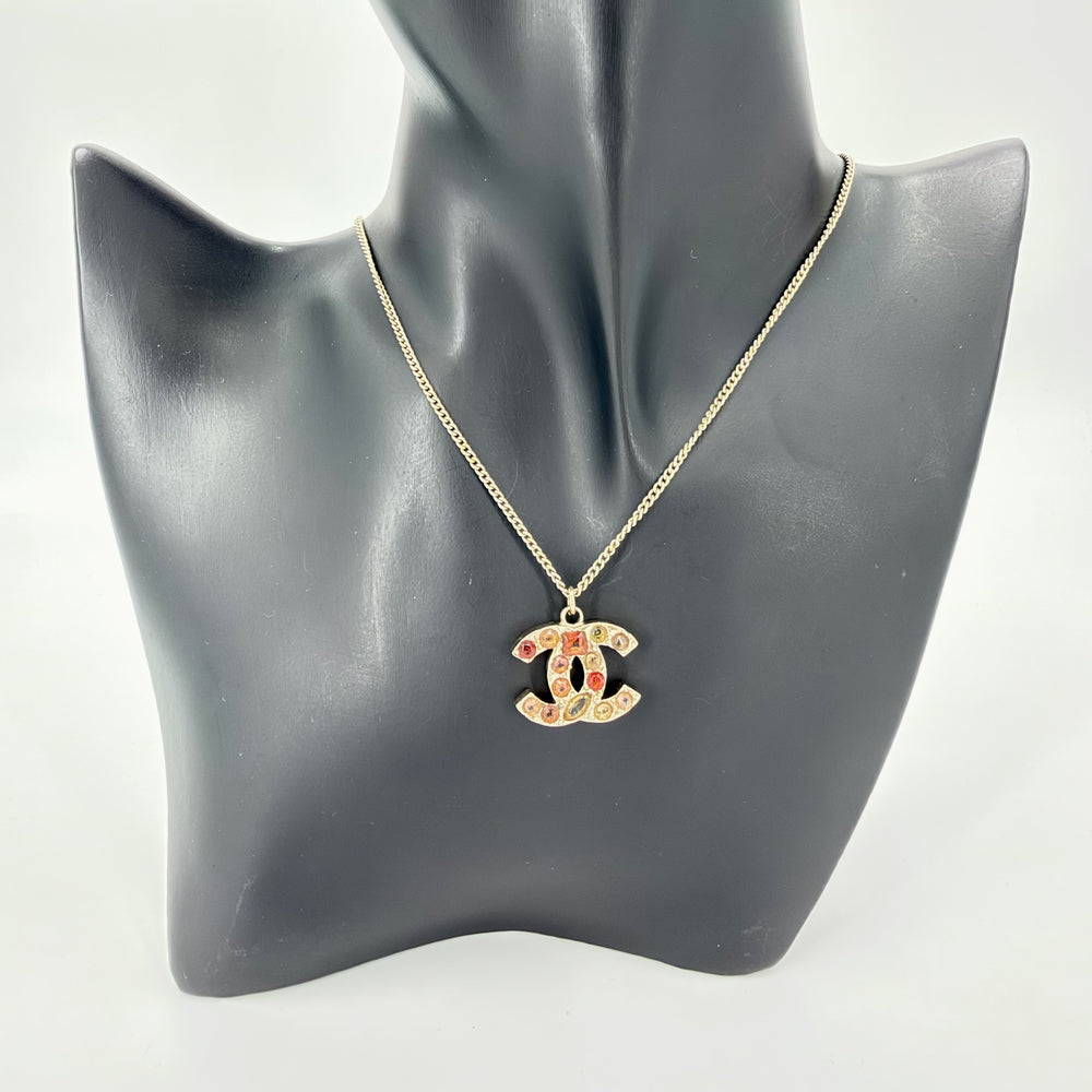 CHANEL シャネル ネックレス ココマーク ヴィンテージ アクセサリー GP ラインストーン 07A レディース 約8.1g 2007年【中古品】