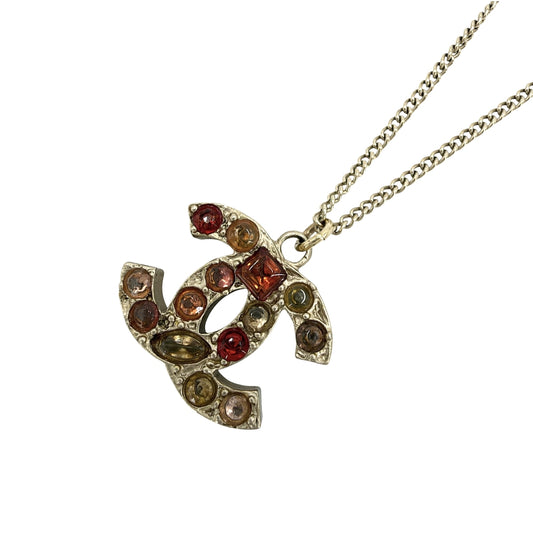 CHANEL シャネル ネックレス ココマーク ヴィンテージ アクセサリー GP ラインストーン 07A レディース 約8.1g 2007年【中古品】