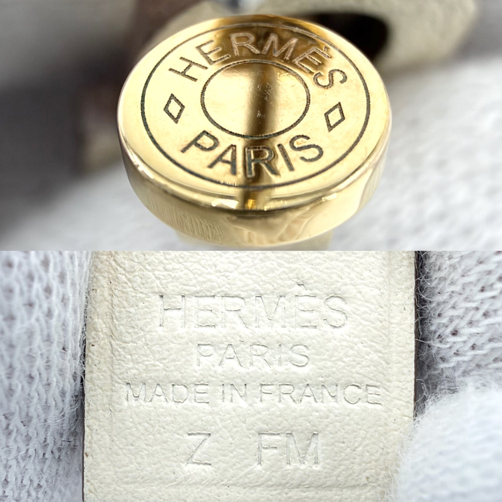 HERMES エルメス ピアス オーケリー カデナ アクセサリー レザー ホワイト 白 GP レザー Z刻印 アイボリー ゴールド レディース 約15.0g 2021年【中古品】