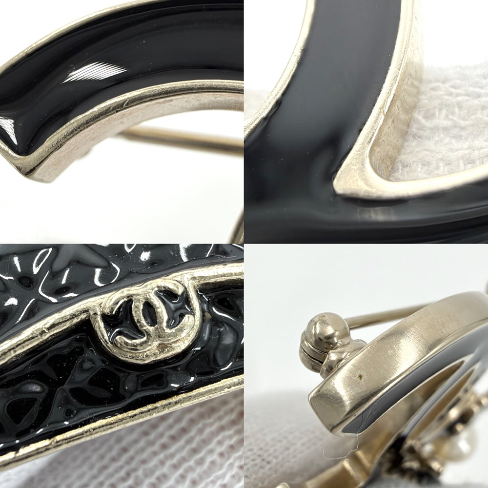 CHANEL シャネル ブローチ ココマーク アクセサリー GP フェイクパール B14V ブラック 黒 ゴールド レディース 約32.6g 2014年【中古品】