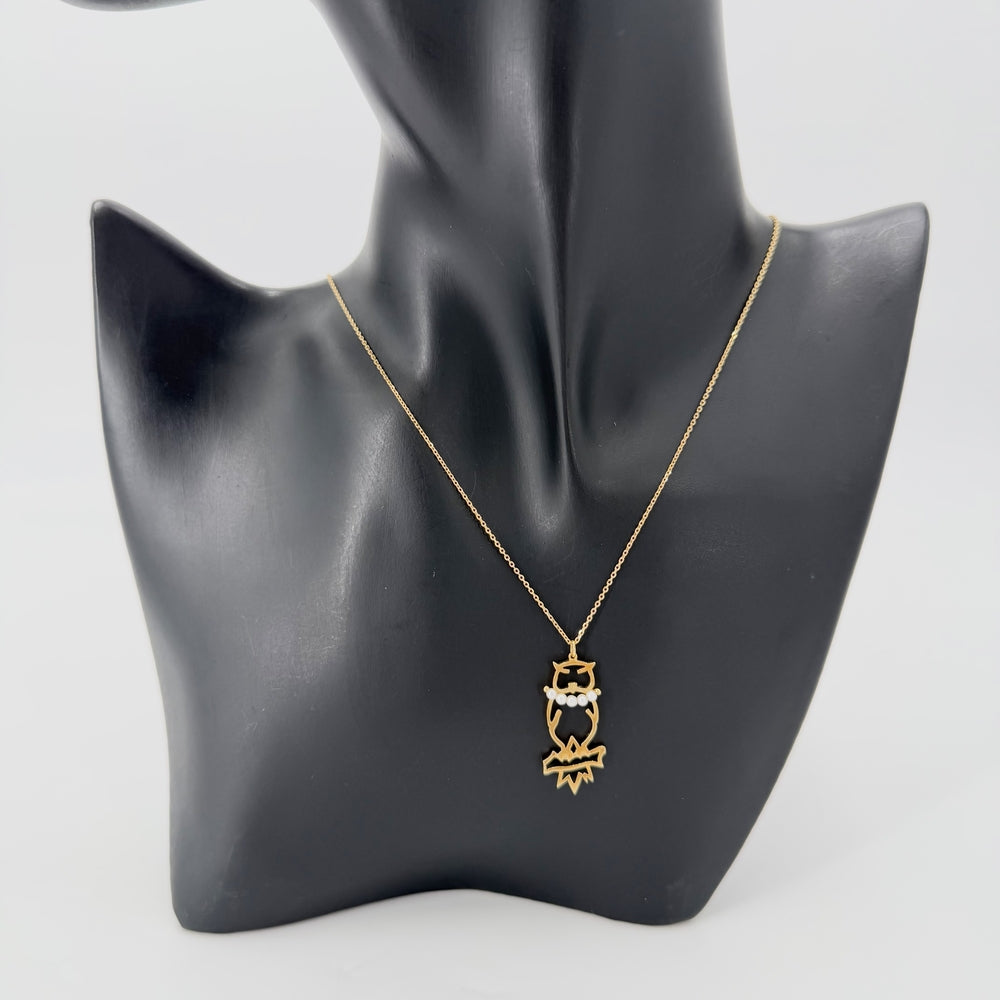 TASAKI タサキ ネックレス フクロウ プリティ イン パールズ 18金YG Au750 K18イエローゴールド 真珠 ゴールド レディース 約3.7g【中古品】
