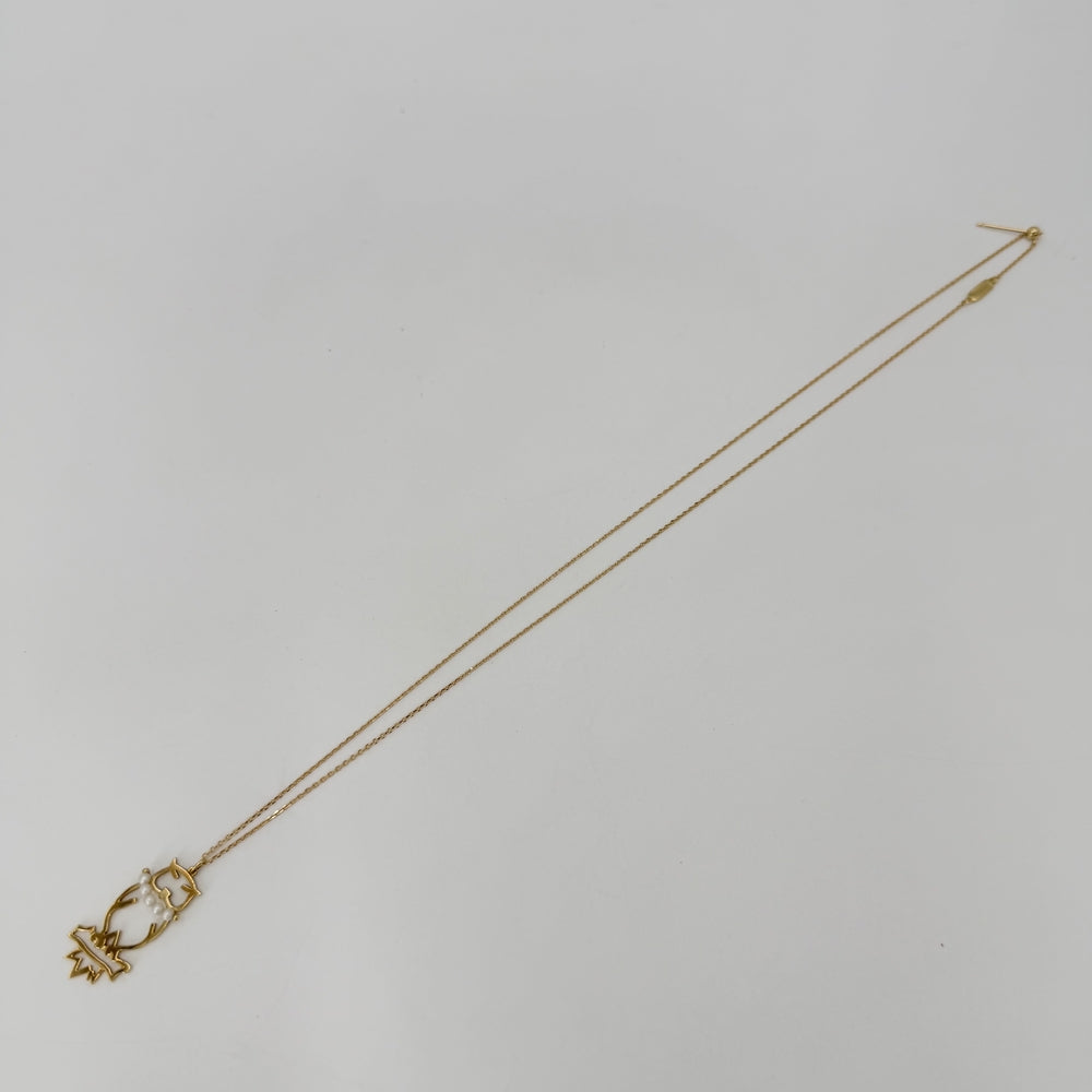 TASAKI タサキ ネックレス フクロウ プリティ イン パールズ 18金YG Au750 K18イエローゴールド 真珠 ゴールド レディース 約3.7g【中古品】