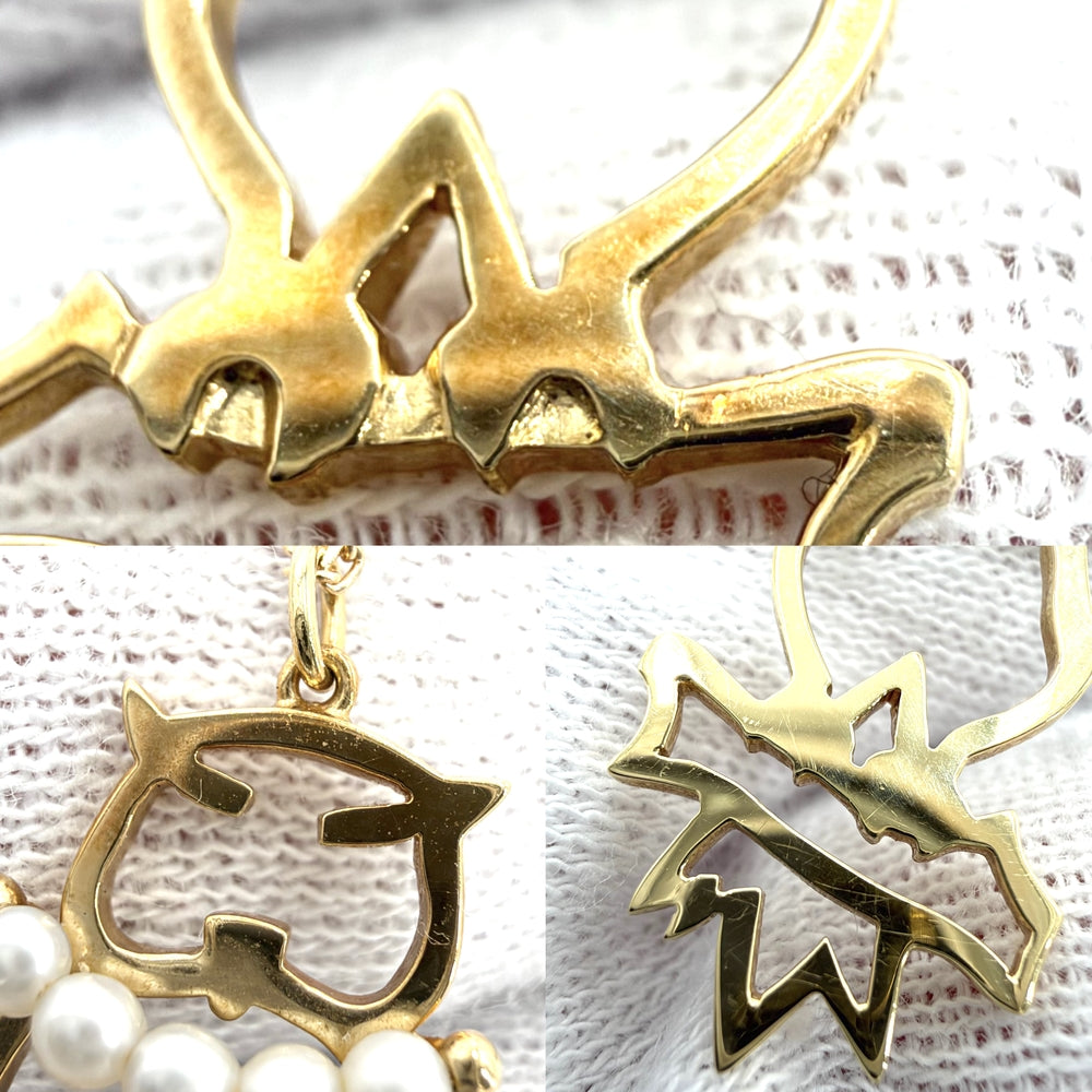TASAKI タサキ ネックレス フクロウ プリティ イン パールズ 18金YG Au750 K18イエローゴールド 真珠 ゴールド レディース 約3.7g【中古品】