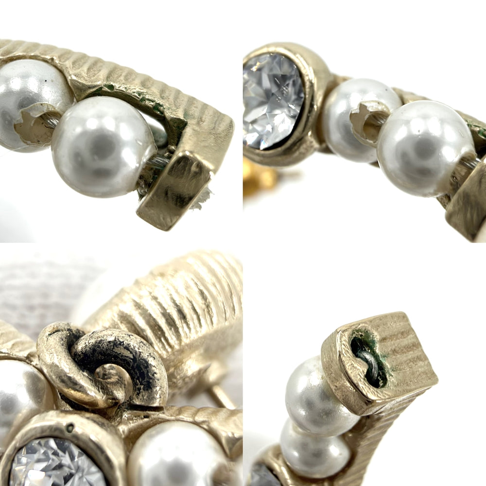 CHANEL シャネル ピアス ココマーク アクセサリー GP フェイクパール ラインストーン F20C ゴールド ホワイト 白 レディース 約20.6g 2020年【中古品】