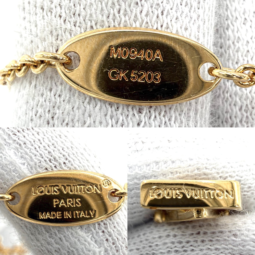LOUIS VUITTON ルイヴィトン ブレスレット LVフローグラム アクセサリー メタル フェイクパール M0940A ゴールド レディース 約6.0g【中古品】