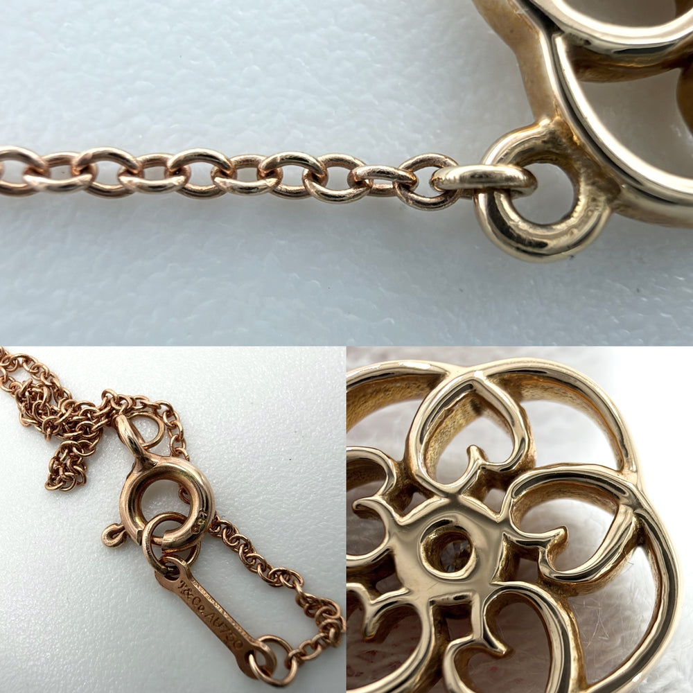 TIFFANY&Co. ティファニー ネックレス フラワーモチーフ ペンダント 18金PG 750 ジュエリー アクセサリー K18ピンクゴールド レディース 約2.7g【中古品】