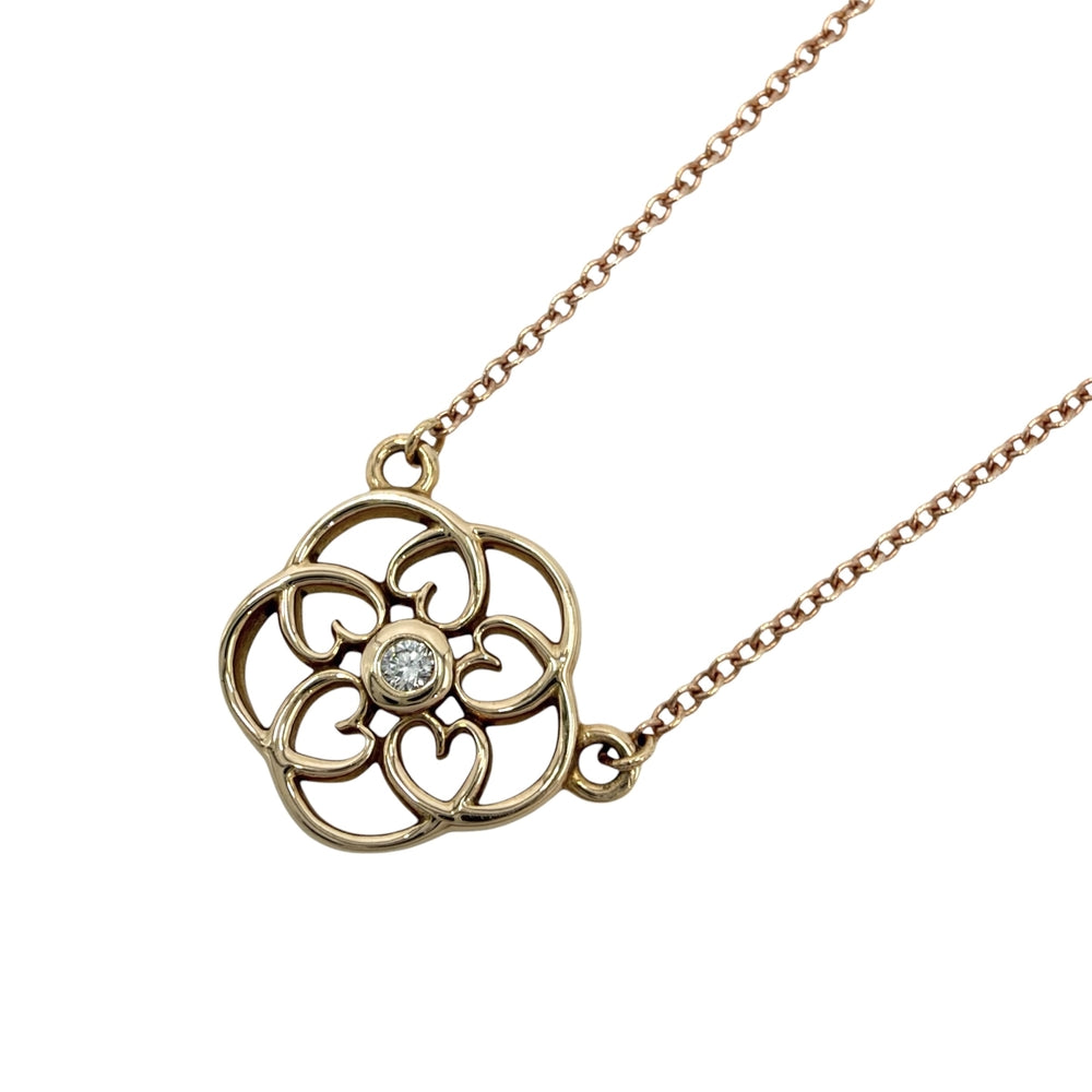 TIFFANY&Co. ティファニー ネックレス フラワーモチーフ ペンダント 18金PG 750 ジュエリー アクセサリー K18ピンクゴールド レディース 約2.7g【中古品】