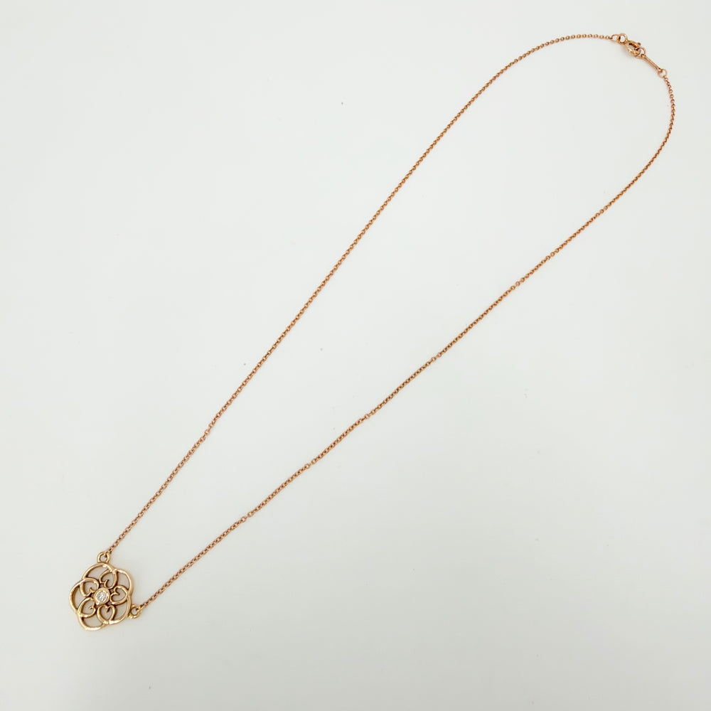 TIFFANY&Co. ティファニー ネックレス フラワーモチーフ ペンダント 18金PG 750 ジュエリー アクセサリー K18ピンクゴールド レディース 約2.7g【中古品】