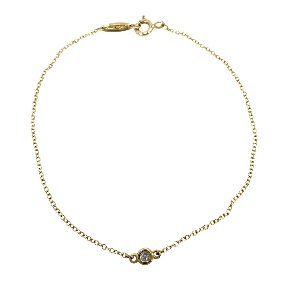 TIFFANY&Co. ティファニー ブレスレット バイザヤード 1Pダイヤ エルサペレッティ シングル アクセサリー ジュエリー 18金YG Au750 K18イエローゴールド ダイヤモンド レディース 約1g【中古品】