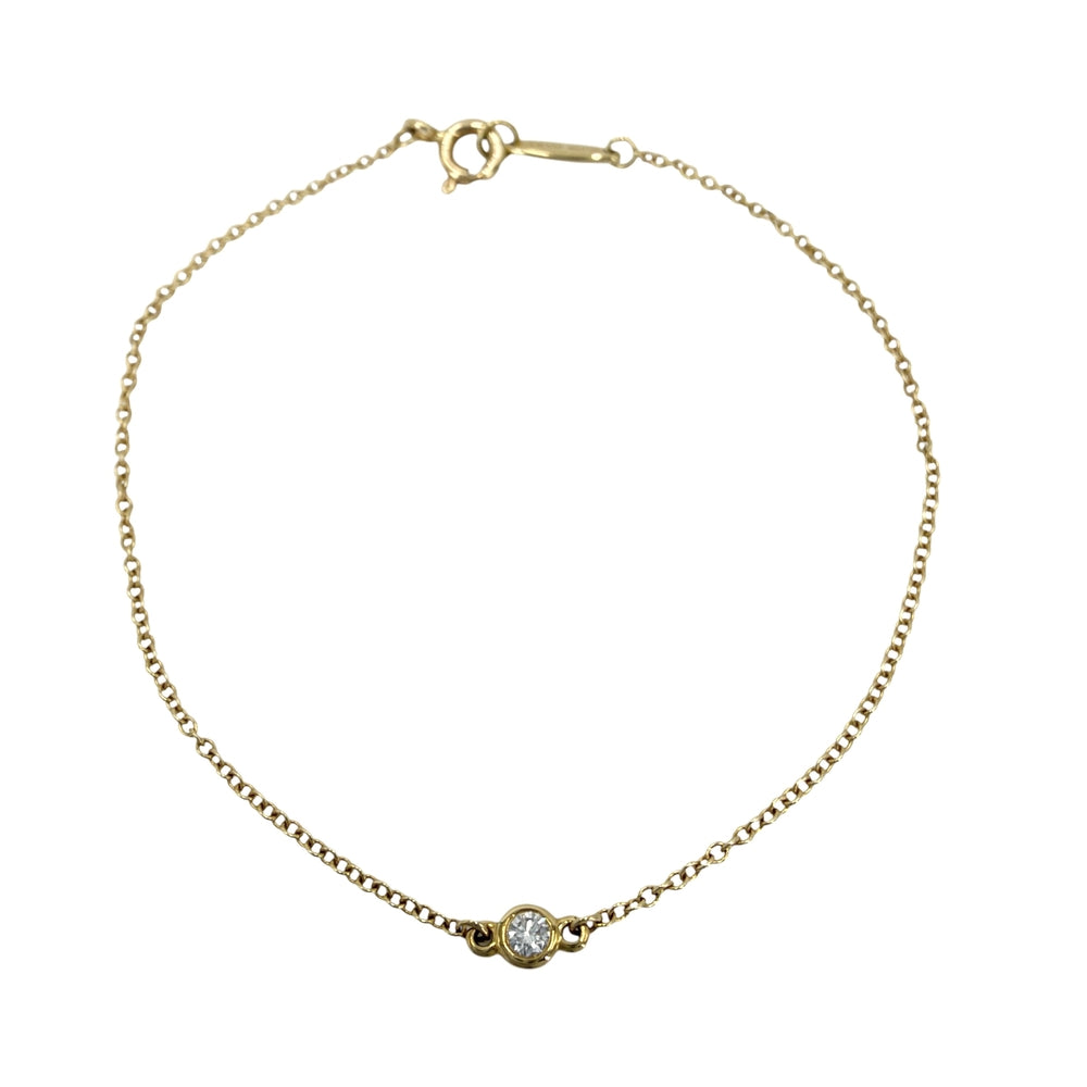 TIFFANY&Co. ティファニー ブレスレット バイザヤード 1Pダイヤ エルサペレッティ シングル アクセサリー ジュエリー 18金YG Au750 K18イエローゴールド ダイヤモンド レディース 約1g【中古品】