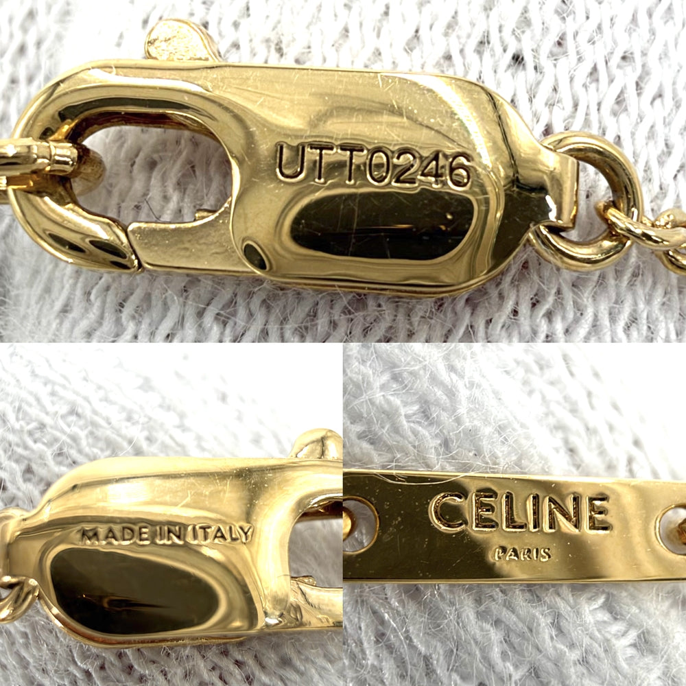 CELINE セリーヌ ネックレス トリオンフ アクセサリー ラインストーン ゴールド レディース 約3.6g【中古品】