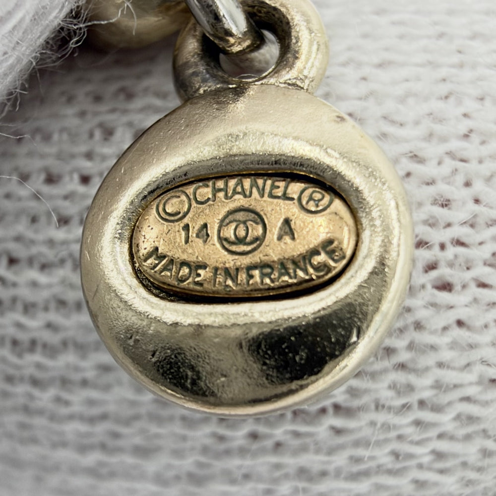 CHANEL シャネル ネックレス ココマーク アクセサリー GP ラインストーン フェイクパール 14A ゴールド レディース 約9.6g 2014年【中古品】