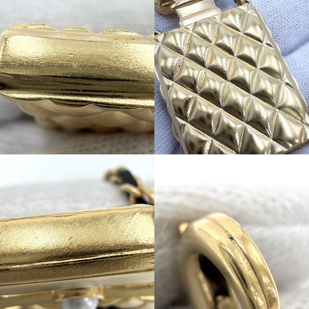 CHANEL シャネル ネックレス 香水モチーフ ココマーク ロングネックレス アクセサリー パフューム GP フェイクパール ラインストーン レザー F21V ゴールド レディース 約51.1g 2021年【中古品】