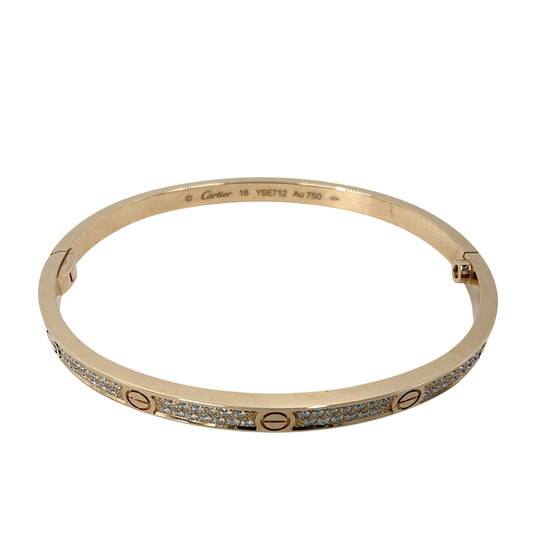 CARTIER カルティエ バングル ラブブレス パヴェ ジュエリー LOVE 18金 サイズ16 Au750 K18ピンクゴールド ダイヤモンド レディース 約17g【中古品】