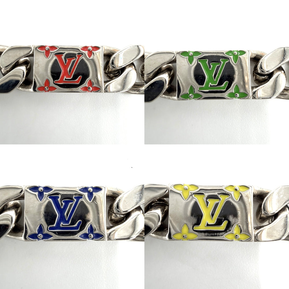 LOUIS VUITTON ルイヴィトン ブレスレット モノグラム LV モザイク アクセサリー Lサイズ メタル M1409L シルバー メンズ 約49.2g【中古品】