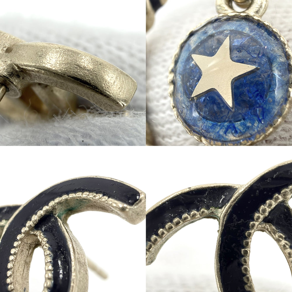CHANEL シャネル ピアス ココマーク アクセサリー スイング 星 スター GP A19C ブルー 青 レディース 約21.7g 2019年【中古品】