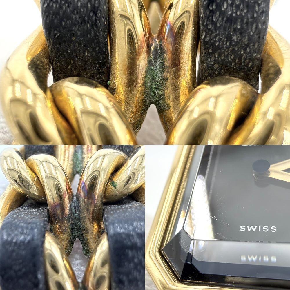 CHANEL シャネル 腕時計 プルミエールL ウォッチ 電池式 黒文字盤 QZ クオーツ GP レザー ゴールド ブラック 黒 レディース【中古品】