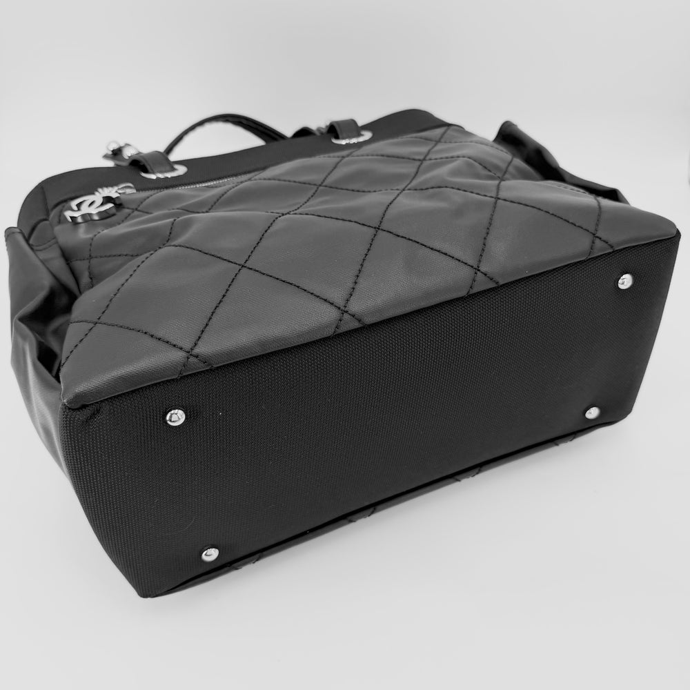CHANEL シャネル トートバッグ パリビアリッツMM ハンドバッグ ココマーク ココマーク ポーチ付き コーティングキャンバス レザー ブラック 黒 シルバー金具 レディース【中古品】