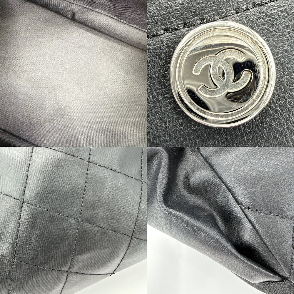 CHANEL シャネル トートバッグ パリビアリッツMM ハンドバッグ ココマーク ココマーク ポーチ付き コーティングキャンバス レザー ブラック 黒 シルバー金具 レディース【中古品】