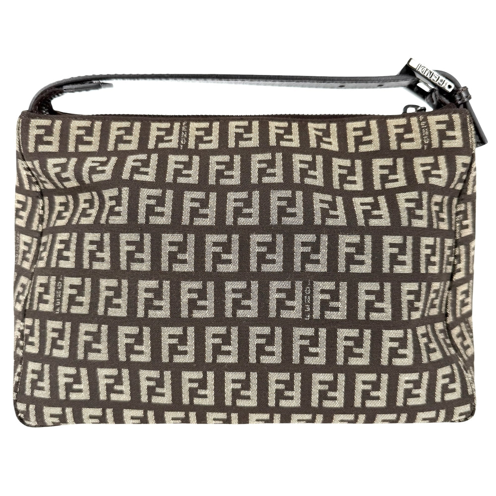 FENDI フェンディ ハンドバッグ ズッキーノ FFロゴ 8N0005 キャンバス レザー ブラウン 茶 ガンメタル金具 レディース【中古品】
