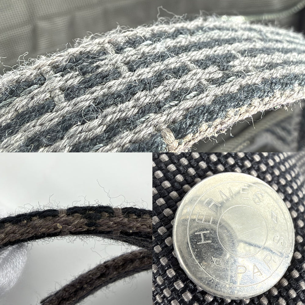 HERMES エルメス ハンドバッグ エールライン トートMM トートバッグ メンズ レディース キャンバス グレー シルバー金具 ユニセックス【中古品】