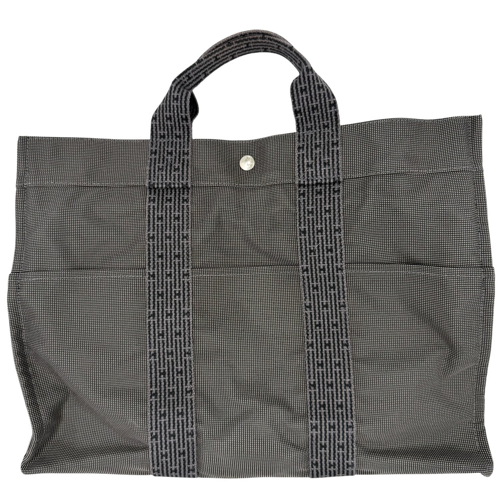 HERMES エルメス ハンドバッグ エールライン トートMM トートバッグ メンズ レディース キャンバス グレー シルバー金具 ユニセックス【中古品】
