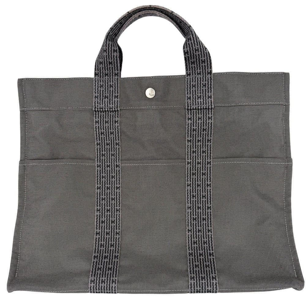 HERMES エルメス ハンドバッグ エールライン トートMM トートバッグ メンズ レディース キャンバス グレー シルバー金具 ユニセックス【中古品】
