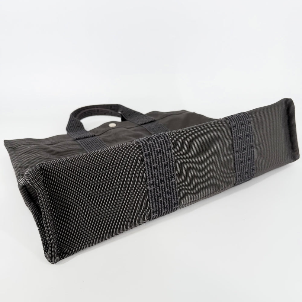 HERMES エルメス ハンドバッグ エールライン トートMM トートバッグ メンズ レディース キャンバス グレー シルバー金具 ユニセックス【中古品】