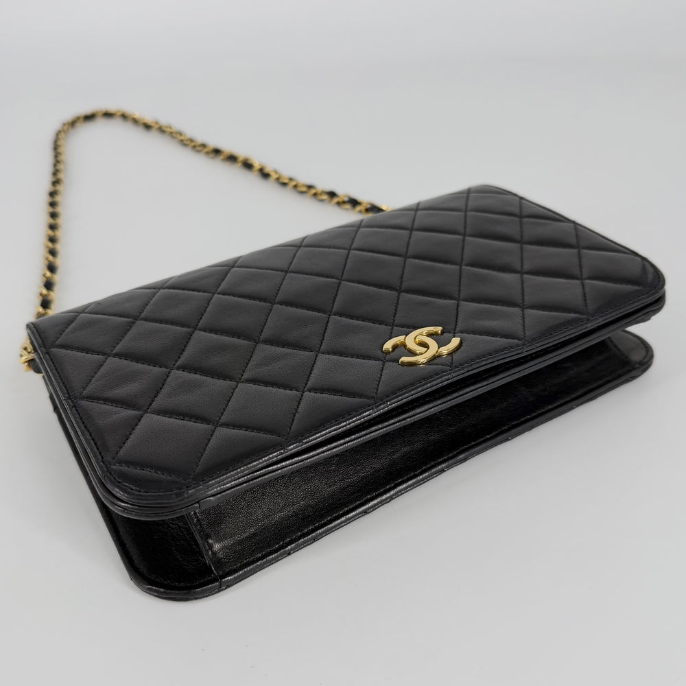 CHANEL シャネル ショルダーバッグ マトラッセ チェーン フルフラップ プッシュロック ココマーク ラムスキン ブラック 黒 ゴールド金具 レディース【中古品】