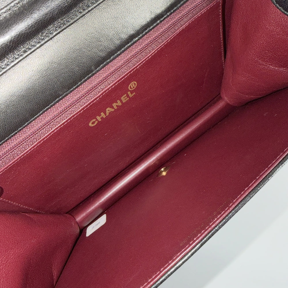 CHANEL シャネル ショルダーバッグ マトラッセ チェーン フルフラップ プッシュロック ココマーク ラムスキン ブラック 黒 ゴールド金具 レディース【中古品】