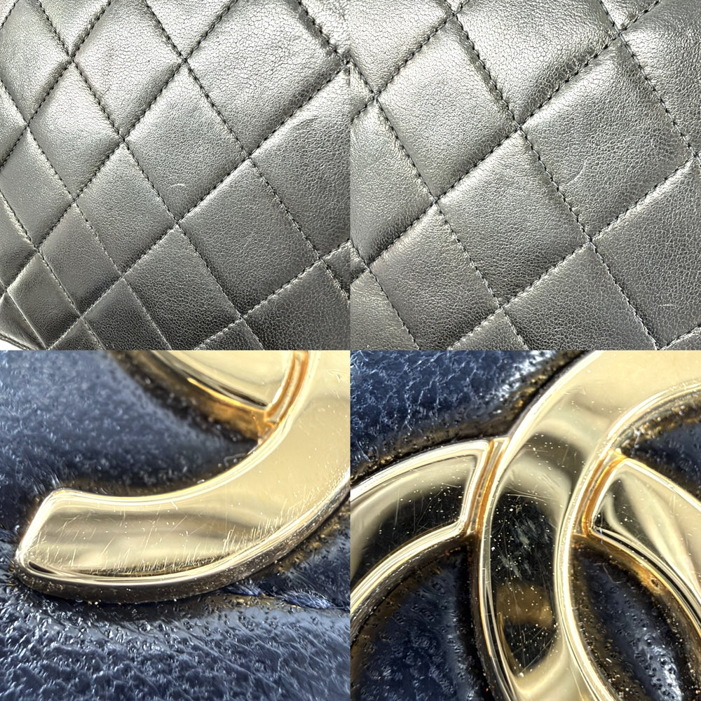 CHANEL シャネル ショルダーバッグ マトラッセ チェーン フルフラップ プッシュロック ココマーク ラムスキン ブラック 黒 ゴールド金具 レディース【中古品】