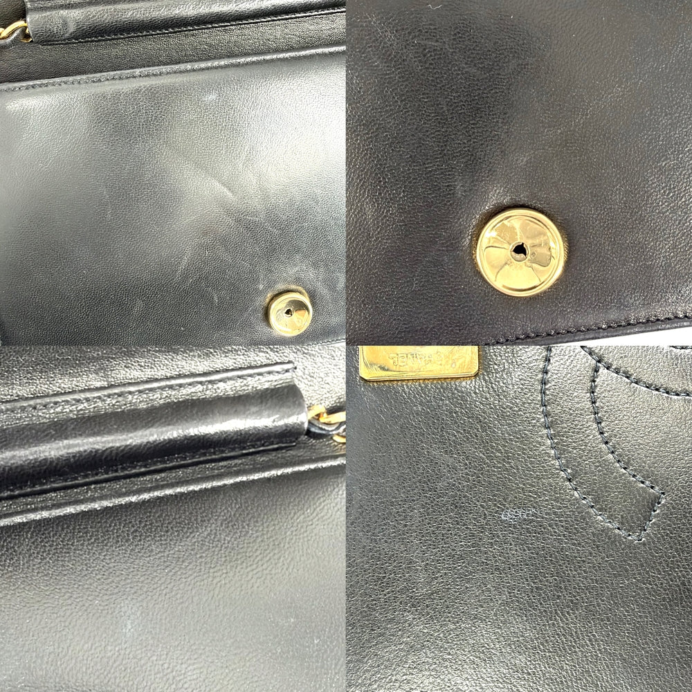 CHANEL シャネル ショルダーバッグ マトラッセ チェーン フルフラップ プッシュロック ココマーク ラムスキン ブラック 黒 ゴールド金具 レディース【中古品】