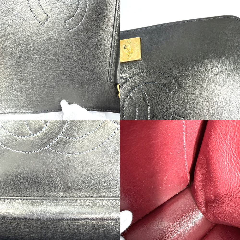 CHANEL シャネル ショルダーバッグ マトラッセ チェーン フルフラップ プッシュロック ココマーク ラムスキン ブラック 黒 ゴールド金具 レディース【中古品】