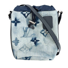 LOUIS VUITTON ルイヴィトン ショルダーバッグ モノグラムウォーターカラー サックマランメッセンジャー 鞄 かばん M57830 キャンバス レザー ブルー 青 シルバー金具 メンズ【中古品】