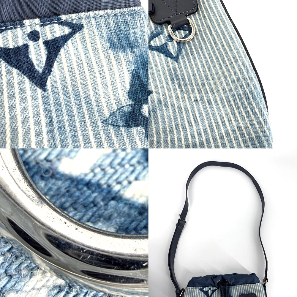 LOUIS VUITTON ルイヴィトン ショルダーバッグ モノグラムウォーターカラー サックマランメッセンジャー 鞄 かばん M57830 キャンバス レザー ブルー 青 シルバー金具 メンズ【中古品】
